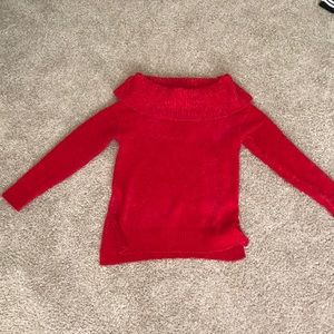 Turtleneck Red Chenille Sweater